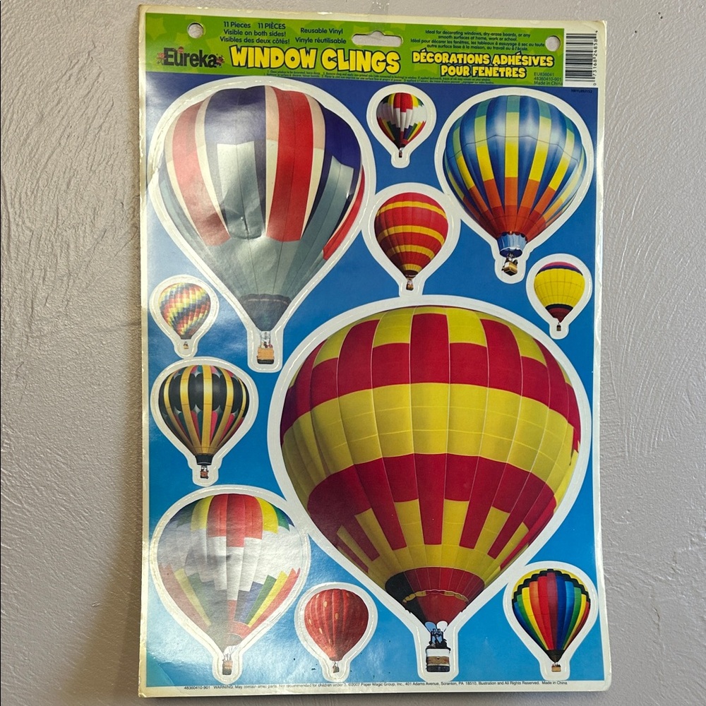 Y2K Hot Air Balloon Window Clings - Multicolor Decorative Stickers For Windows.